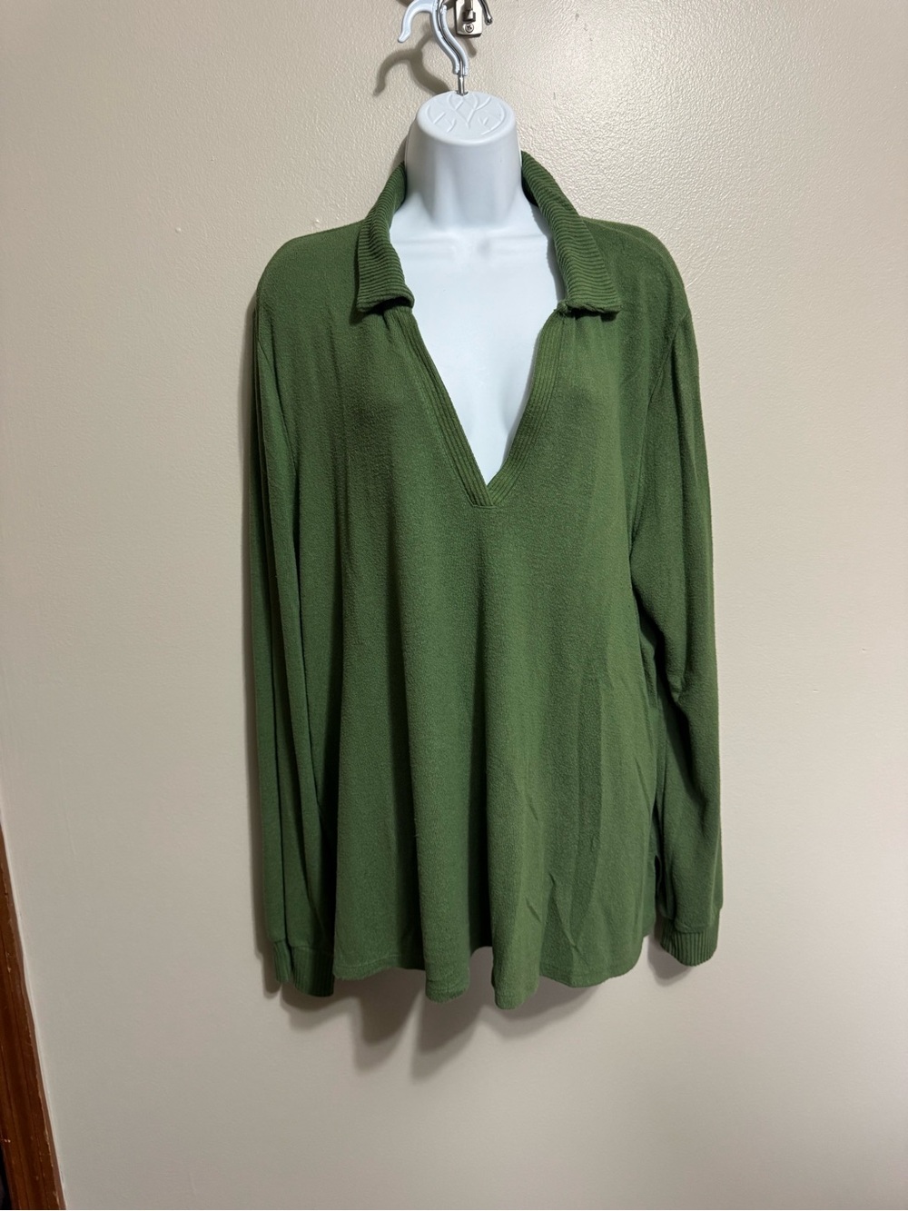 torrid Olive Green V-Neck Collared Pullover